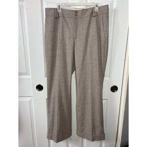 Banana Republic Martin Fit Wool Trousers Size 14 Beige Stretch Wide Leg Lined